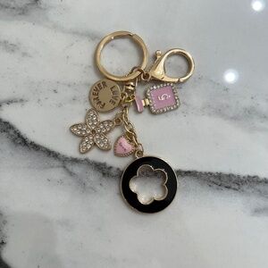 Fashion Inspired Charm Keychain/Bagchai - Pink, Black and Gold - Never been used